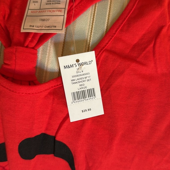 M&M'S WORLD ❤️RED❤️ 2PC TANK AND SHORT SET SIZE LARGE 🌟NWT🌟 - Picture 4 of 14